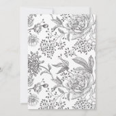 Bloemige verfijnde zwarte elegante bruidsdouche kaart (Achterkant)