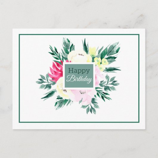 Bloemige Verjaardag Briefkaart (Voorkant)