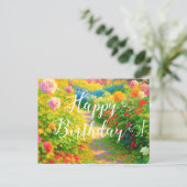 Bloemige Verjaardag Briefkaart (Staand voorkant)