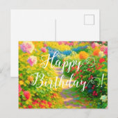 Bloemige Verjaardag Briefkaart (Voorkant / Achterkant)