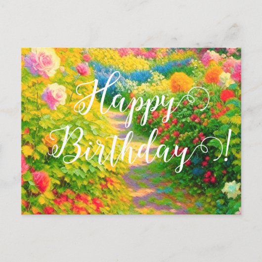 Bloemige Verjaardag Briefkaart (Voorkant)