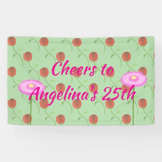 Bloemige verjaardagscollectie spandoek (Horizontaal)