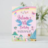 Bloemige verjaardagsfeest uitnodiging – aquarel st (Staand voorkant)