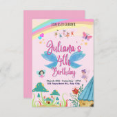 Bloemige verjaardagsfeest uitnodiging – aquarel st (Voorkant / Achterkant)