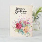 Bloemige verjaardagskaart voor haar kaart (Staand voorkant)