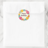 Bloemige verjaardagssticker ronde sticker (Tas)