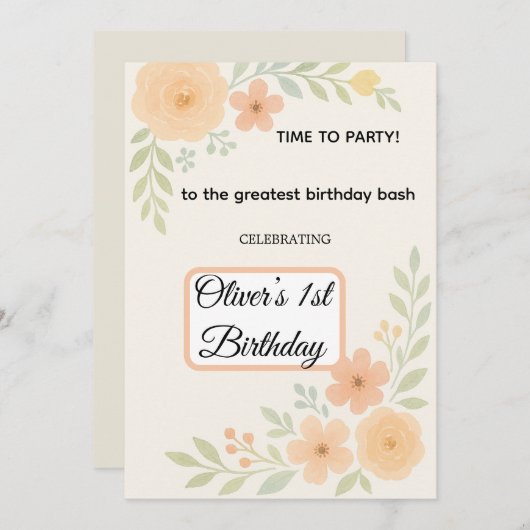 Bloemige verjaardagsuitnodiging  kaart (Voorkant / Achterkant)