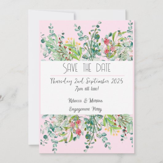 bloemige verloving save the date uitnodiging (Voorkant)