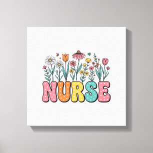 Bloemige verpleegster bubbelletter vintage stijl s canvas afdruk