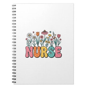 Bloemige verpleegster bubbelletter vintage stijl s notitieboek