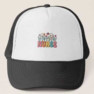 Bloemige verpleegster bubbelletter vintage stijl s trucker pet