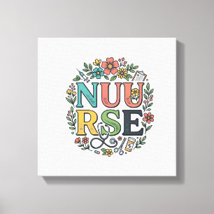Bloemige verpleegstershemd ontwerp vintage medisch canvas afdruk