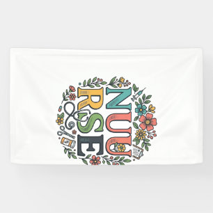 Bloemige verpleegstershemd ontwerp vintage medisch spandoek