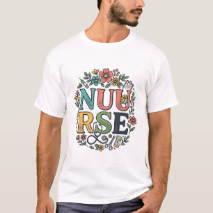 Bloemige verpleegstershemd ontwerp vintage medisch t-shirt
