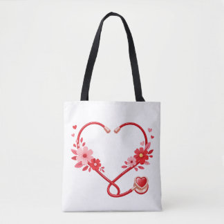 Bloemige verpleegsterstethoscoop tote bag