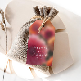Bloemige vervaagde moderne elegante huwelijksgunst cadeaulabel