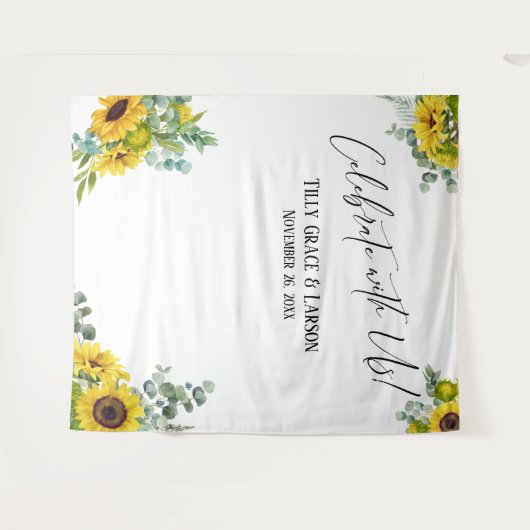 Bloemige vier met ons! Foto-achtergrond Wandkleed (Voorkant (horizontaal))