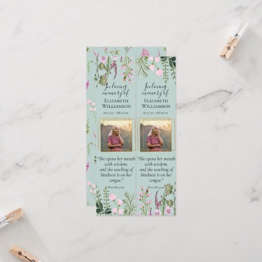 Bloemige viering van het leven foto citaat bladwij kaart (Voorkant / Achterkant in situ)