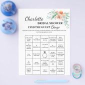 Bloemige Vind De Gast Bruidsbruiloft Bingo Flyer (Enkel)