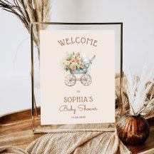 Bloemige Vintage Babywagen Baby Shower Welkom 