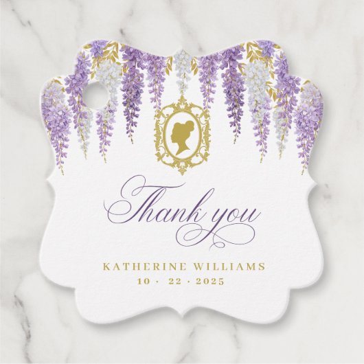 Bloemige Vintage Bruiloft Borrel Bedankjes Labels (Voorkant)