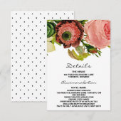 Bloemige Vintage Bruiloft Details Informatiekaartje (Voorkant / Achterkant)