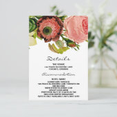 Bloemige Vintage Bruiloft Details Informatiekaartje (Staand voorkant)
