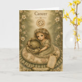 Bloemige vintage Essence sterrenbeeld - Kanker Kaart (Gele Bloem)