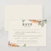 Bloemige Vintage Eucalyptusrozen Menu Keuze RSVP (Voorkant / Achterkant)