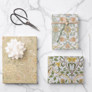 Bloemige Vintage Morris Patronen Krans Narcis Inpakpapier Vel