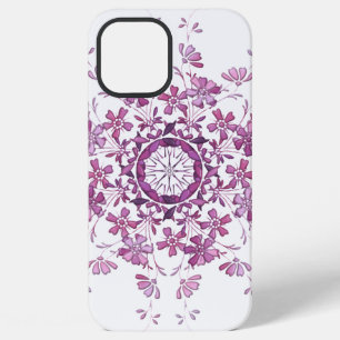 bloemige vintage paarse mandala iPhone 12 pro max hoesje