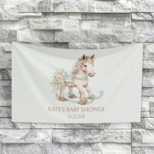 Bloemige Vintage Speelgoed Schommelpaard Baby Show
