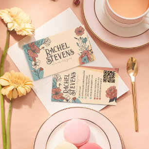 bloemige Visitekaartjes: Elegante aardetint Visitekaartje