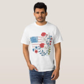 Bloemige Vlagontwerp USA T-shirt (Voorkant volledig)