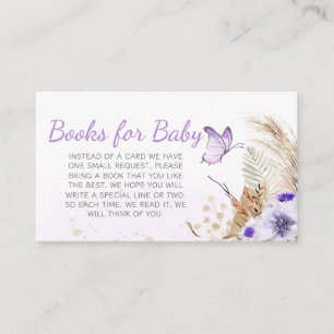 Bloemige Vlinder Baby Shower Boeken voor Baby Informatiekaartje