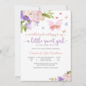 Bloemige Vlinder Baby Shower Uitnodiging (Voorkant)