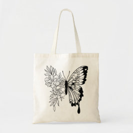 Bloemige vlinder boodschappentas tote bag