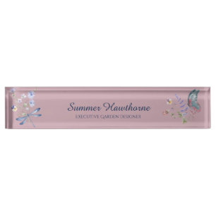 Bloemige Vlinder Botanische Cottage Core Mauve Roz Naambordje