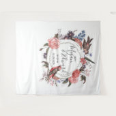 Bloemige vogel bruiloft achtergrond receptie decor wandkleed (Voorkant (horizontaal))