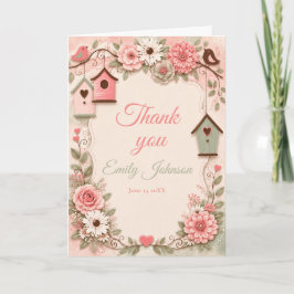 Bloemige Vogels Baby Shower Bedankkaart