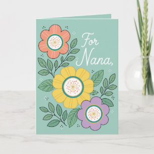 Bloemige “Voor Nana” Mooie Bloemendesign voor Oma Kaart