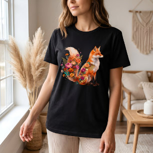 Bloemige Vos Shirt Kleurrijke Boho Dieren T-shirt