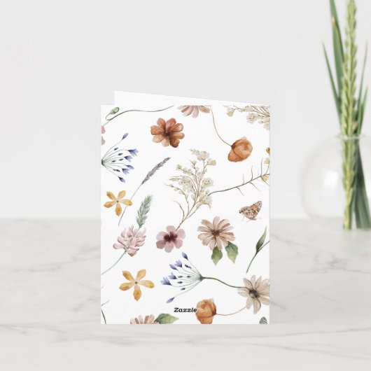 Bloemige Vouwde Bedankkaart (Achterkant)