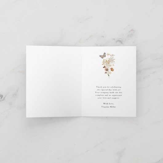 Bloemige Vouwde Bedankkaart (Binnen)