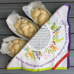 Bloemige Vreemde Naam+Yehi Ratzon Challah Deegomhu Katoenen Servet