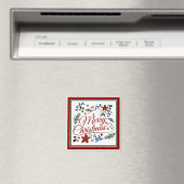 Bloemige vrolijk kerstfeest magneet (Insitu (Vaatwasser))