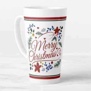Bloemige vrolijke kerst Latte mok