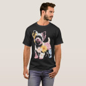 Bloemige Vrouwen Mooie Yorkie Hond Moeder T-shirt (Voorkant volledig)