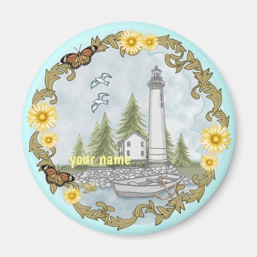 Bloemige vuurtoren in Alabama Magneet (Voorkant)