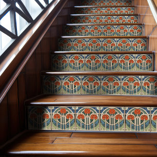 Bloemige wanddecoratie Art Nouveau Vintage Deco Tegeltje